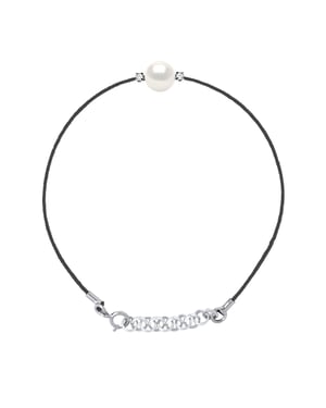 Pulsera de diamantes 0,060 CTS Pearl Natural and Cultured Round 8-9 mm Nylon Black 925