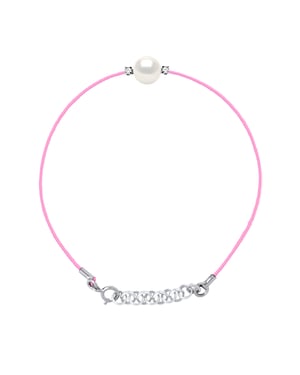 Pulsera de diamantes 0,060 CTS Pearl Natural and Cultured Round 8-9 mm Nylon Rose 925