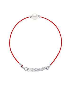 Pulsera de diamantes 0,060 CTS Pearl Natural and Cultured Round 8-9 mm Nylon Red 925