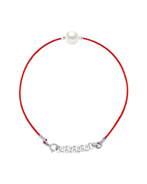 Link de pulsera de amor Pearl Freshwater Pearl Ronda 9-10 mm Nylon Red Link 925