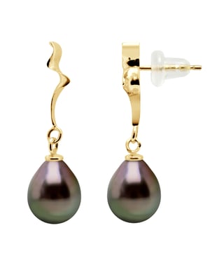 Pendientes perlas tahitianas peras 9-10 mm de oro blanco 18 quilates