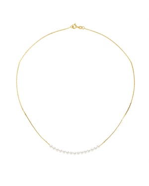 Collar de bordillo 15 Perlas cultivadas Gold White White