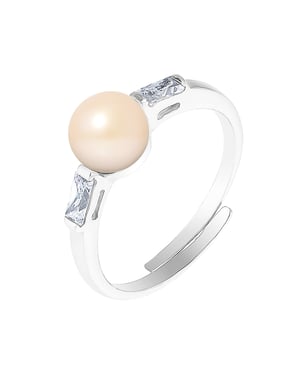 Diadema - anillo masivo con perla de agua dulce - colección blanca pura