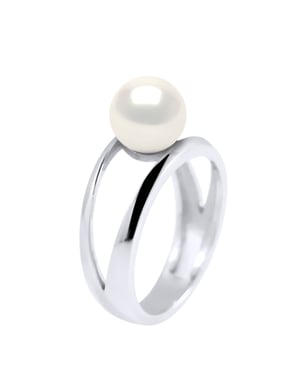 Anillo apuro con botón de perlas de agua dulce 7-8 mm blanco blanco natural blanco