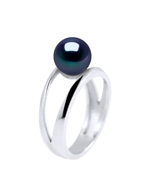 Anillo apuro con botón de perlas de agua dulce 7-8 mm blanco blanco natural blanco