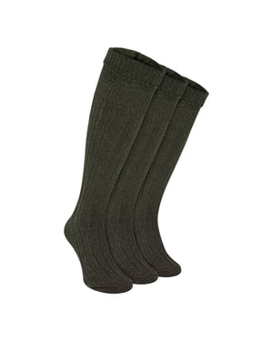 Paquete de 3 calcetines de lana para hombre | Calcetines largos de alto hasta la rodilla con puño doblado cálido