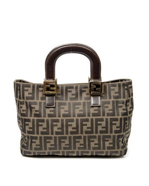 Fendi Small Open Tote  en  marrón Lienzo