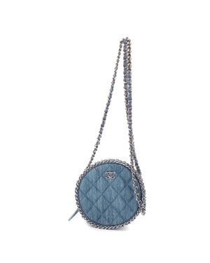 Chanel Mini Round Clutch Bag Mini en  azul Lienzo