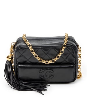 Chanel CC Tassel Camera Crossbody  en  negro Cuero de ternero