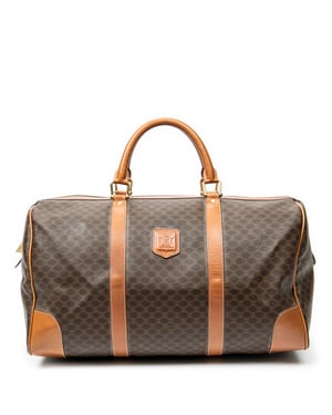 Celine Vintage Medium Travel Boston  en  marrón Lienzo recubierto