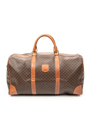 Celine Vintage Large Travel Boston  en  marrón Lienzo recubierto