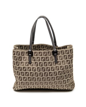 Fendi Small Tote  en  beige Lienzo
