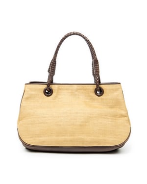 Bottega Veneta Vintage Straw Tote  en  marrón Lienzo
