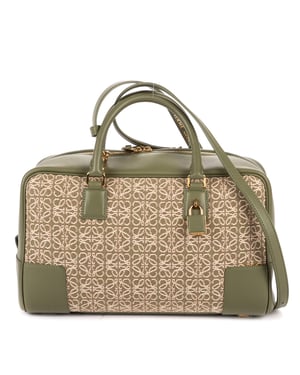 Loewe Amazona Anagram Zip Tote 28 en  verde Cuero de ternero