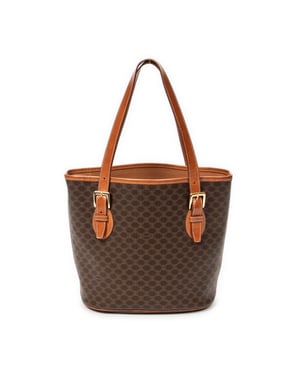 Celine Vintage Bucket Tote  en  marrón Lienzo recubierto