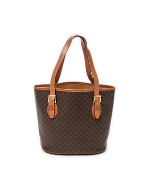Celine Vintage Bucket Tote  en  marrón Lienzo recubierto