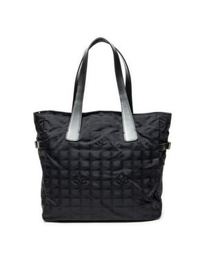 Chanel New Travel Line Zip Shopping Tote  en  negro Lienzo