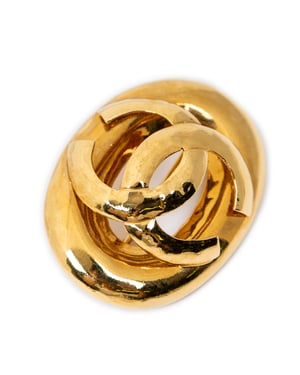 Chanel CC Oval Brooch  en  oro Acero inoxidable sin níquel