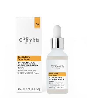 skinChemists Sérum facial para pieles con imperfecciones, 2 % de ácido salicílico, 3 % de centella asiática, 30 ml.