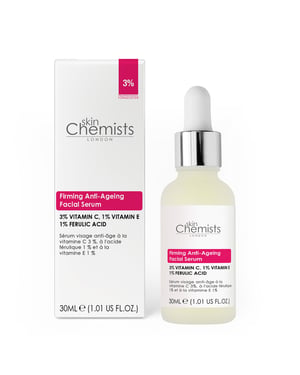 skinChemists Sérum facial antiedad con vitamina C al 3%, ácido ferúlico al 1% y vitamina E al 1%, 30 ml.