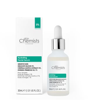 skinChemists Sérum facial para piel sensible con 5 % de Sangre de Dragón y 3 % de Centella Asiática, 30 ml.