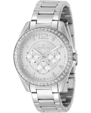 Invicta Angel 50108 Reloj de Mujer - Movimiento de Cuarzo - Acero Inoxidable con Esfera Plateada - 38 mm