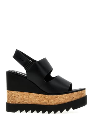Sandalias de cuña negras de poliéster de Stella McCartney