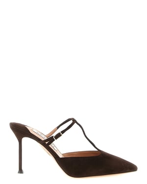 Zapatos de tacón alto de piel de cabra marrón Aquazzura