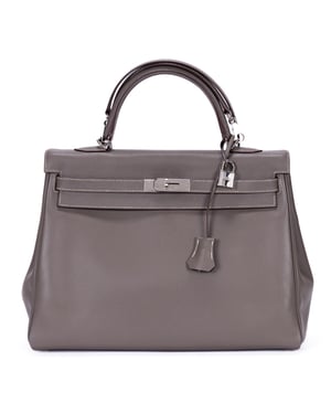 Hermès Kelly 35 Retourne 35 en  gris Cuero de ternero