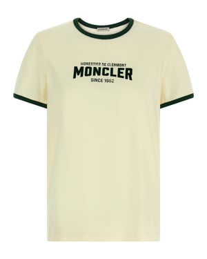 Camiseta de algodón beige Moncler