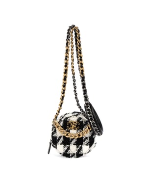 Chanel 19 Round Clutch Chain Crossbody  en  negro Lienzo
