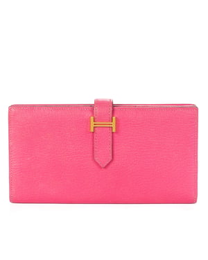 Hermès Bearn Wallet  en  rosa Cuero de ternero