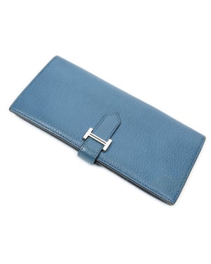 Hermès Bearn Wallet  en  Blue Cuero de ternero