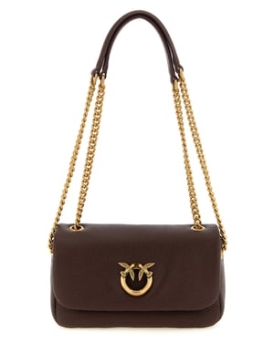Bolso de hombro de cuero de cordero marrón PINKO