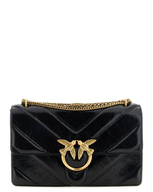 Bolso de hombro de piel de ternera negra PINKO