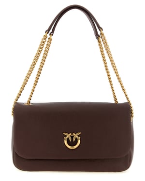 PINKO Bolso de Hombro de Cuero de Cordero Marrón