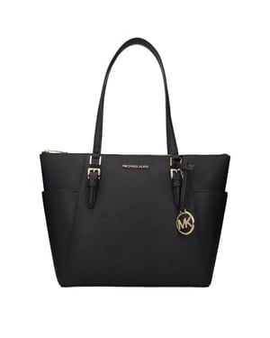 Bolso de hombro de cuero negro Michael Kors