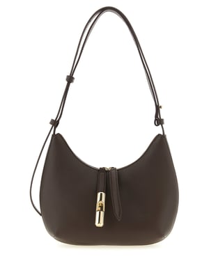 Bolso de hombro de piel de ternera marrón Furla
