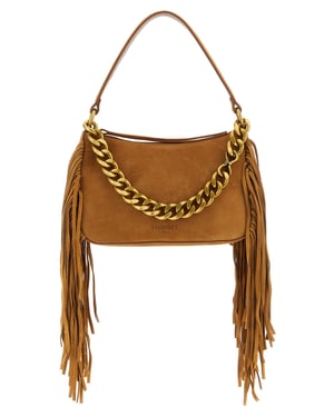 Bolso de hombro de cuero marrón Twinset