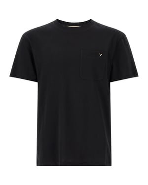 Camiseta de algodón negra Valentino Garavani