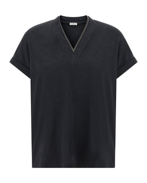 Camiseta de algodón gris Brunello Cucinelli