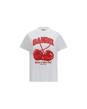 Ganni Camiseta de Algodón Blanca