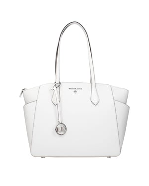 Bolso de hombro de cuero blanco Michael Kors