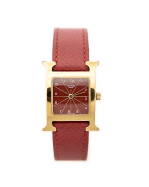 Hermès Heure H Watch  en  Red Cuero de becerro