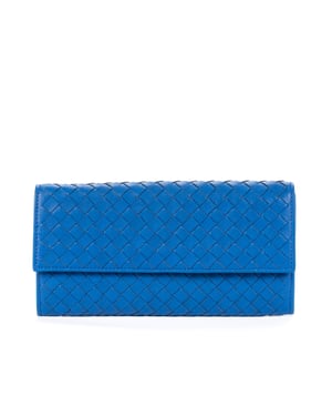 Bottega Veneta Flap Continental  en  Blue Cuero de becerro