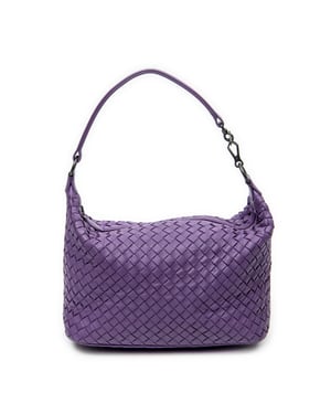 Bottega Veneta Small Zip Hobo  en  morado Cuero de becerro