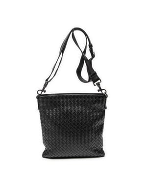Bottega Veneta Small Flat Messenger  en  negro Cuero de becerro