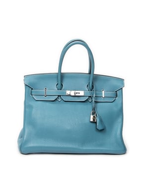 Hermès Birkin Retourne 35 en  Blue Cuero de ternero