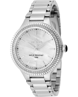 Invicta Angel 50648 Reloj de Mujer - Movimiento de Cuarzo - Acero Inoxidable con Esfera de Perla - 38 mm