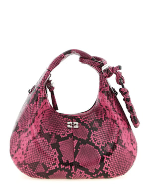 Bolso de mano de poliéster reciclado fucsia Ganni